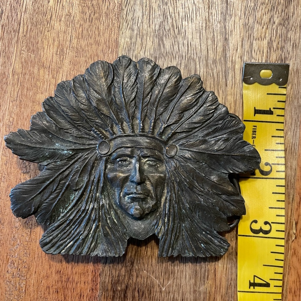 BERGAMOT BRASS WORKS Vintage Indian Head Belt Buckle Collector’s Item - Picture 5 of 6
